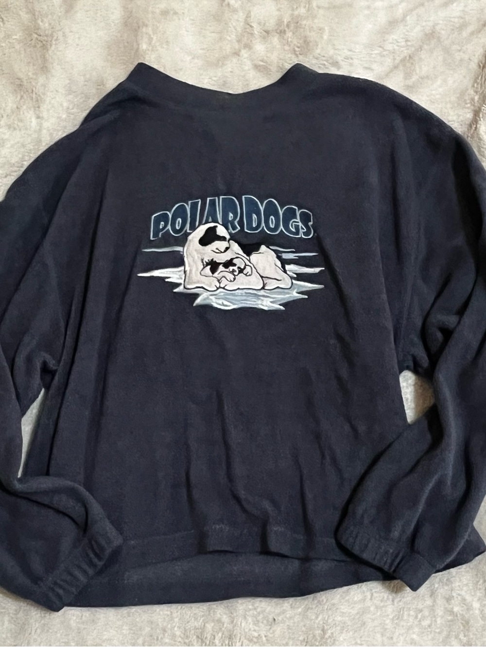 Vintage Big Dog Fleece Sweatshirt Navy Blue Embroidered Graphic Pullover